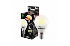 Лампа светодиодная G45 6w Е14 4200К (Заря) (1363)