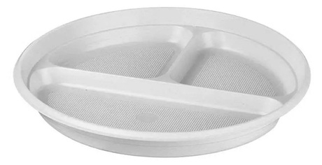 Paclan Party тарелка пластиковая белая трехсекционная 260 мм, 6шт