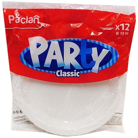 Paclan Party тарелка пластиковая белая 230 мм, 6 шт